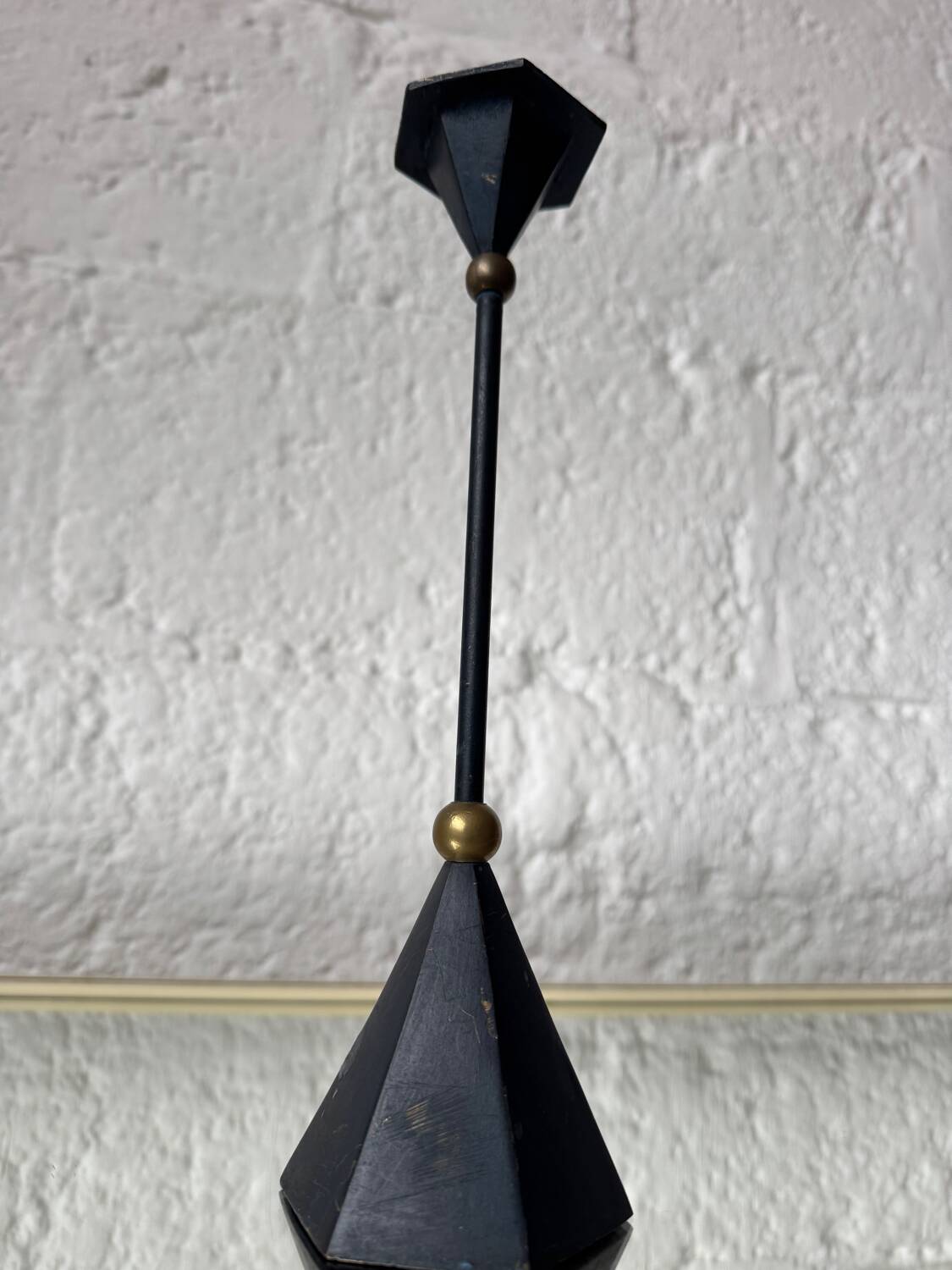 Bronze candle holder, Memphis design, 80s