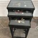 Chinese nesting tables in lacquered wood inlays of hard stones 60s
