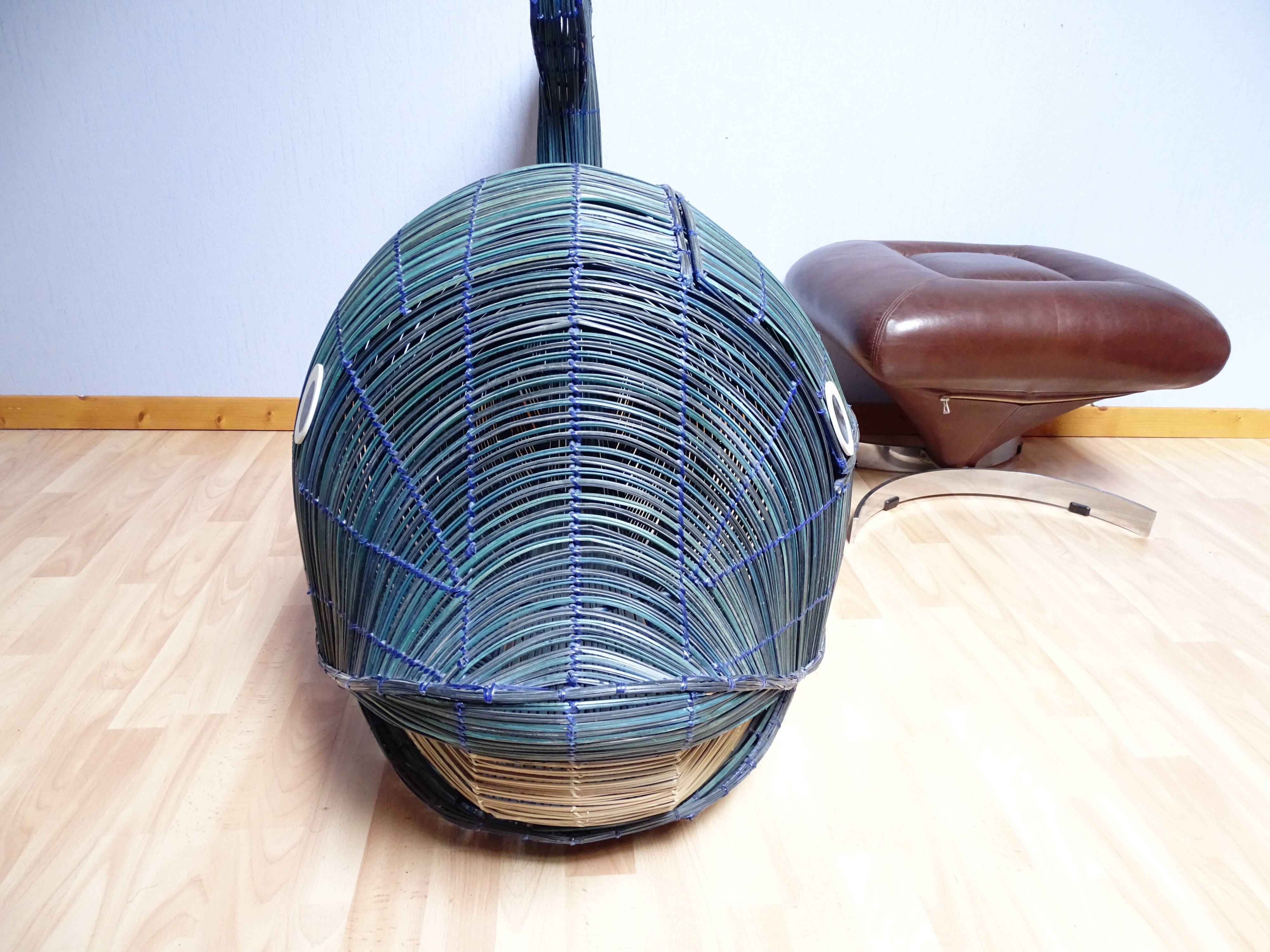 Vintage giant whale wicker storage box