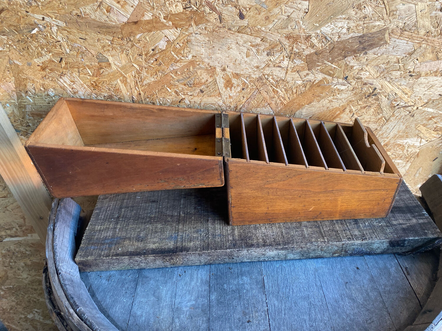 Old Box Vintage Wooden Card Storage #D890