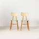 Set of 2 midcentury dining chairs from TON, green painted plywood, 1960S
