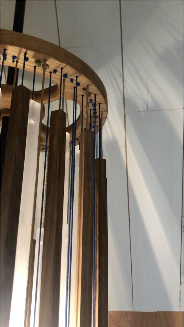 Walnut and plexiglass tube pendant light