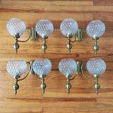 Set of 4 vintage glass globe wall lights