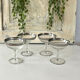 Etched silver rim cocktail coupe glasses set mid century barware