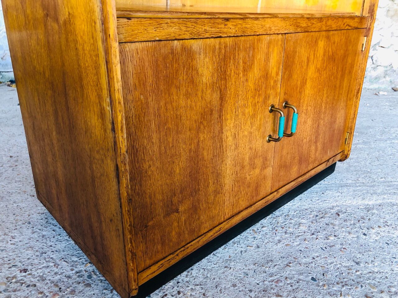 Vintage oak wall storage unit circa 50s