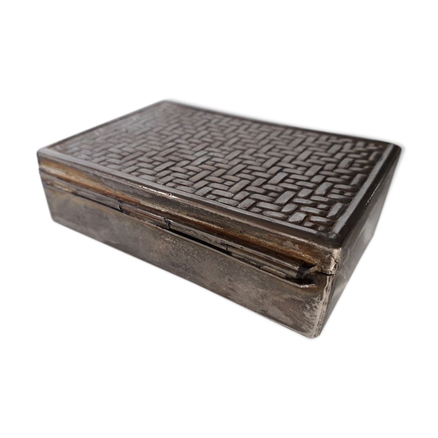 Box in silver metal and mahogany 1940