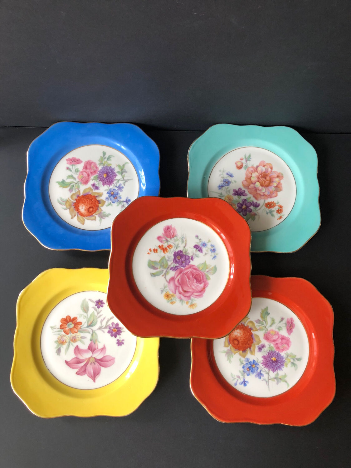 5 antique cookie plates or dessert