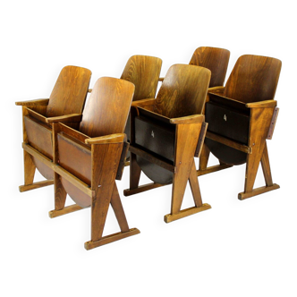Vintage Cinema Chairs from Ton, 1960s, Set of 6