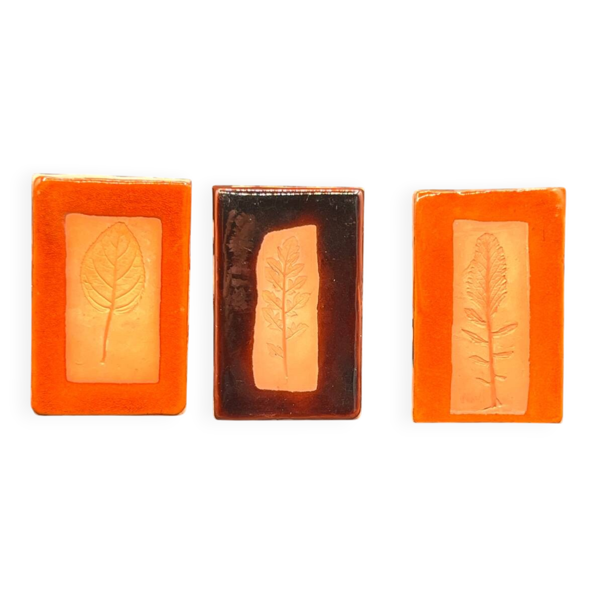 Vintage decorative tiles by Roger Capron – Embossed leaves