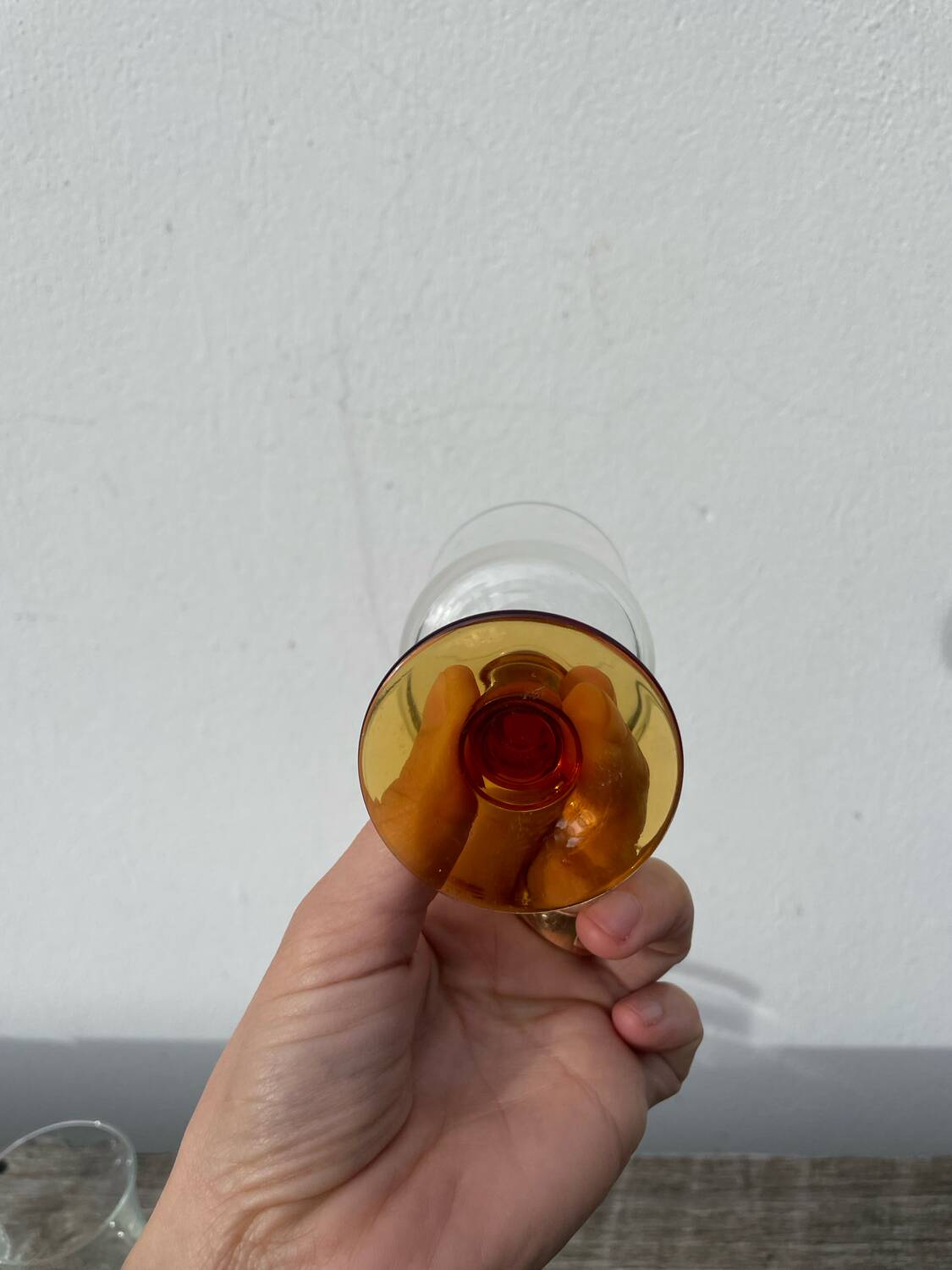 Amber stemmed glasses