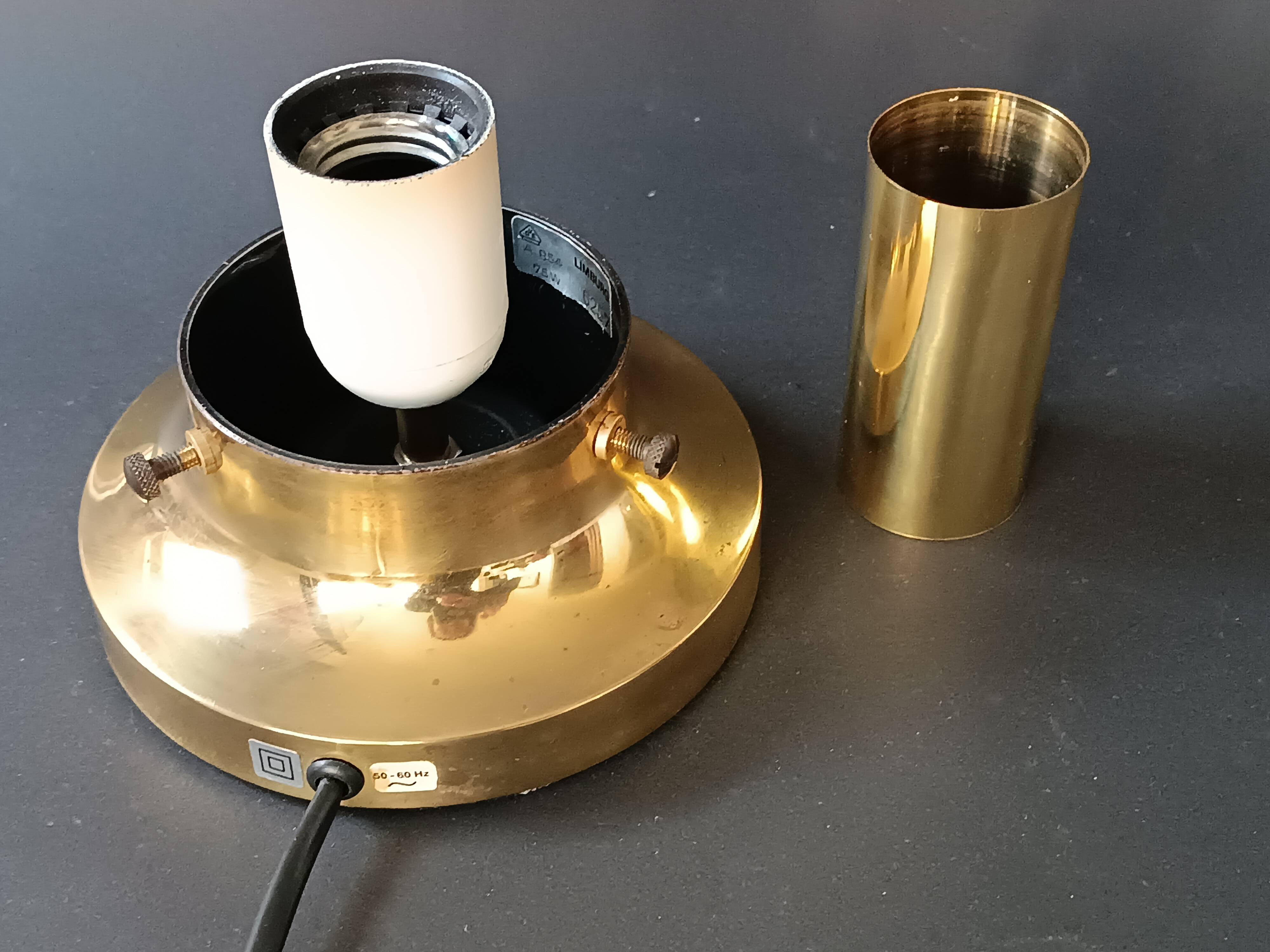 Vintage Limberg table lamp in bubbled glass and brass base