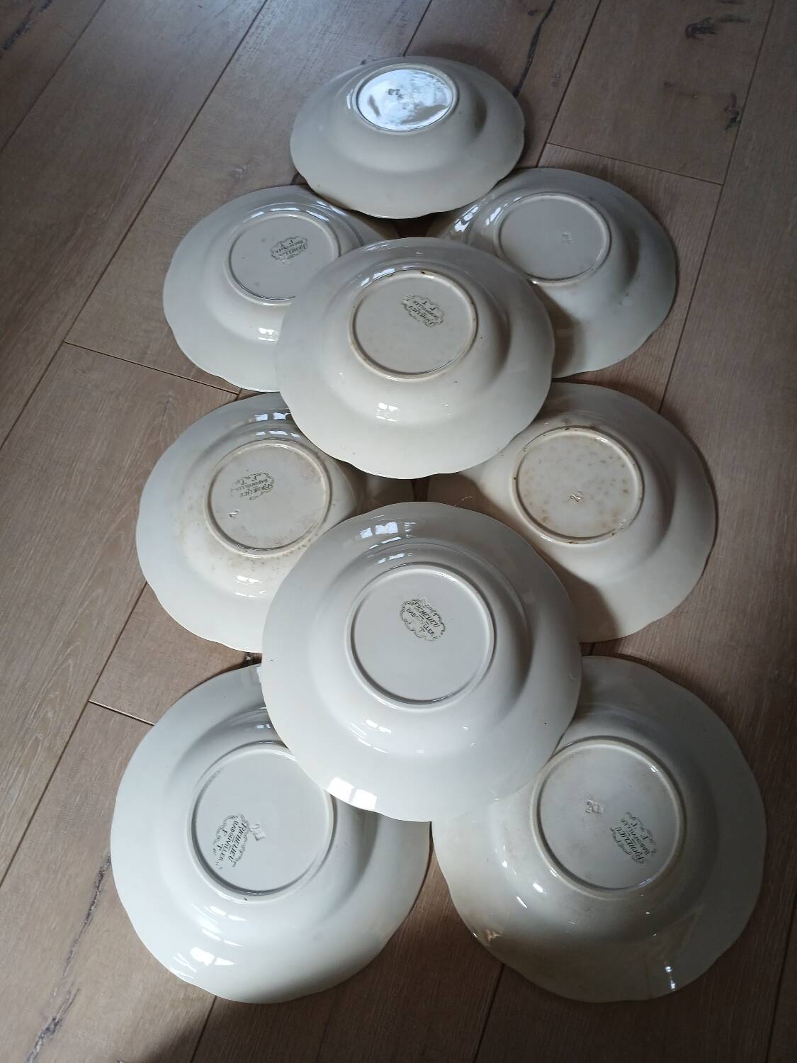 9 Badonviller Terre de Fer soup plates