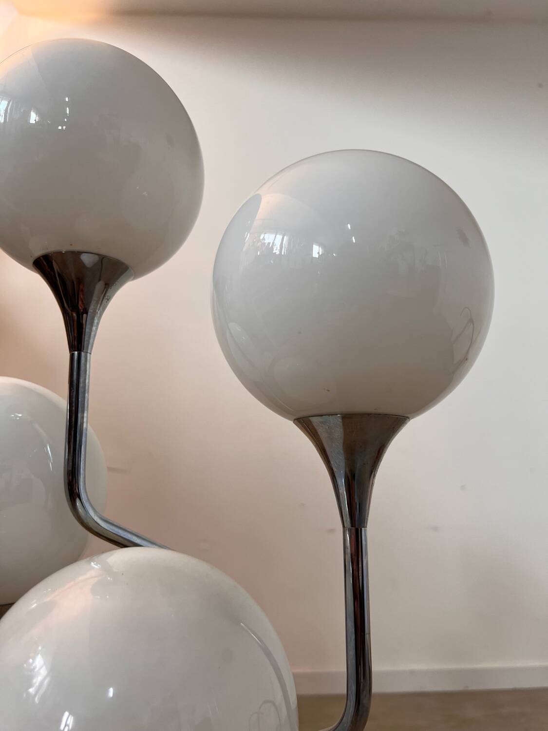 Old metal table lamp Italian design Gioffredo REGGIANI 70s vintage 4 lights