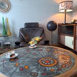 Vallauris table basse signé drac 1960 bois faïence acier