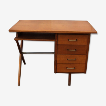 Bureau pieds compas croisés 1950 vintage