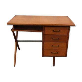 Bureau pieds compas croisés 1950 vintage