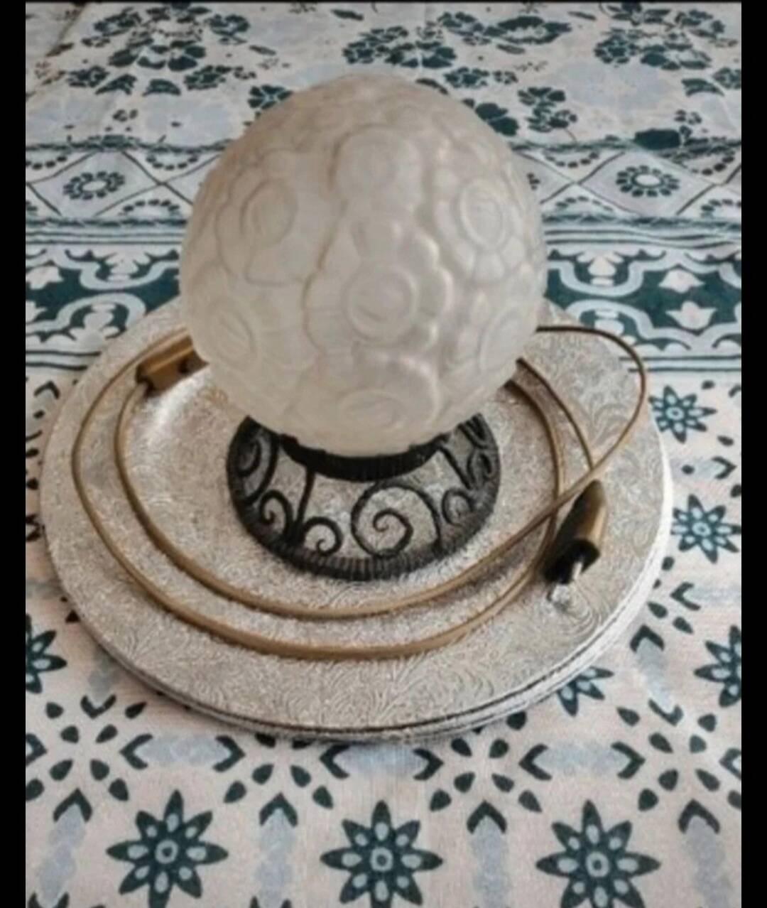 Vintage Art Deco Globe Wall Light - Floral Molded Glass - 1930s