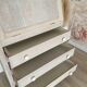 Antique donkey back secretary, white patina with a ceruse effect