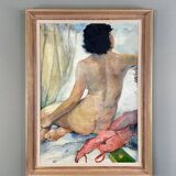 Tableau Nu Assis, Huile Sur Toile Signée, 1938, XXe Siècle