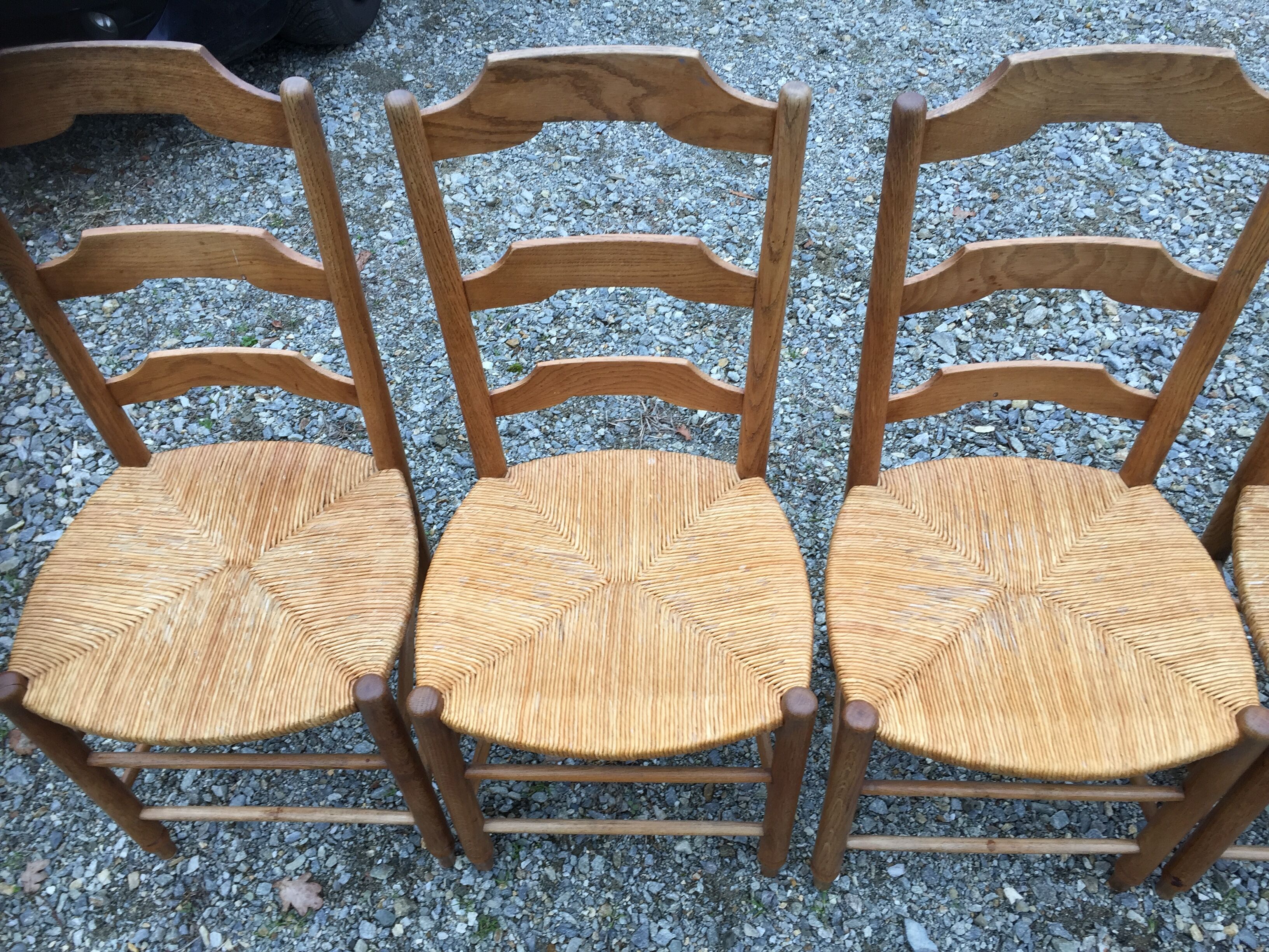 6 vintage mulched oak chairs