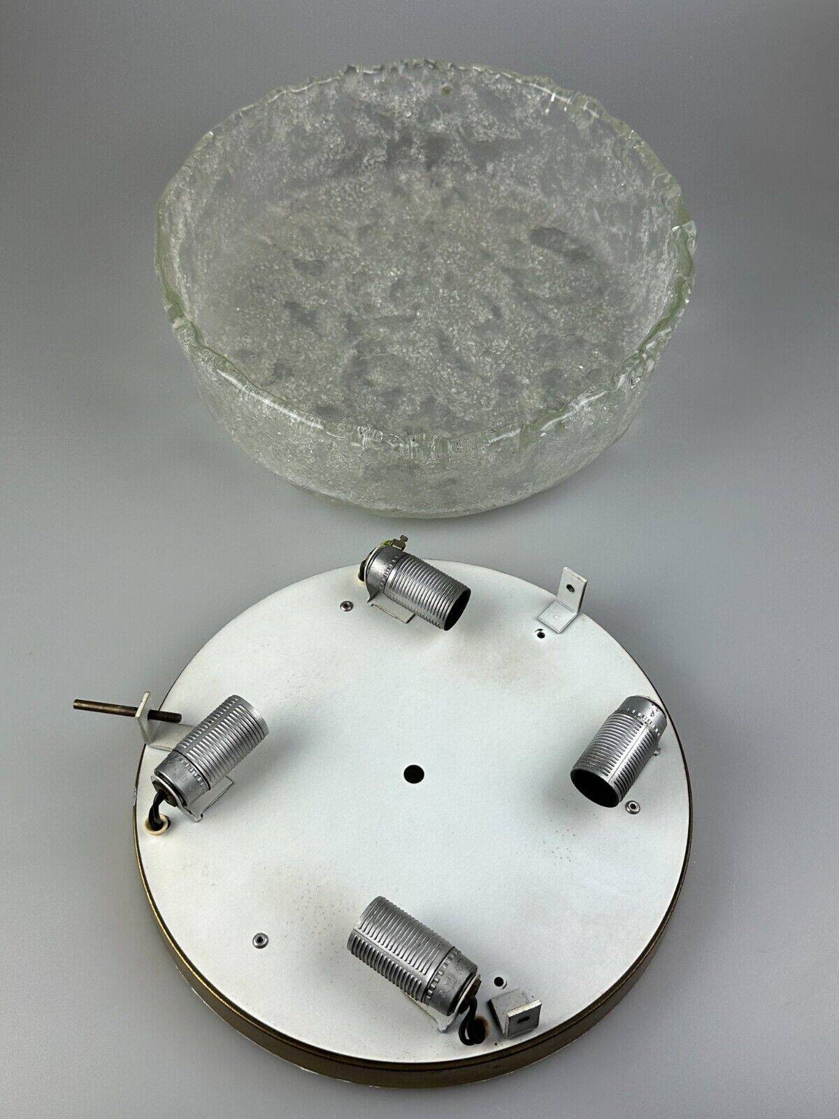 60s 70s ceiling lamp Plafoniere Flush Mount Ice Glass Hillebrand Germany