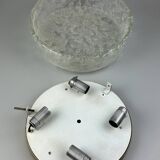 60s 70s ceiling lamp Plafoniere Flush Mount Ice Glass Hillebrand Germany