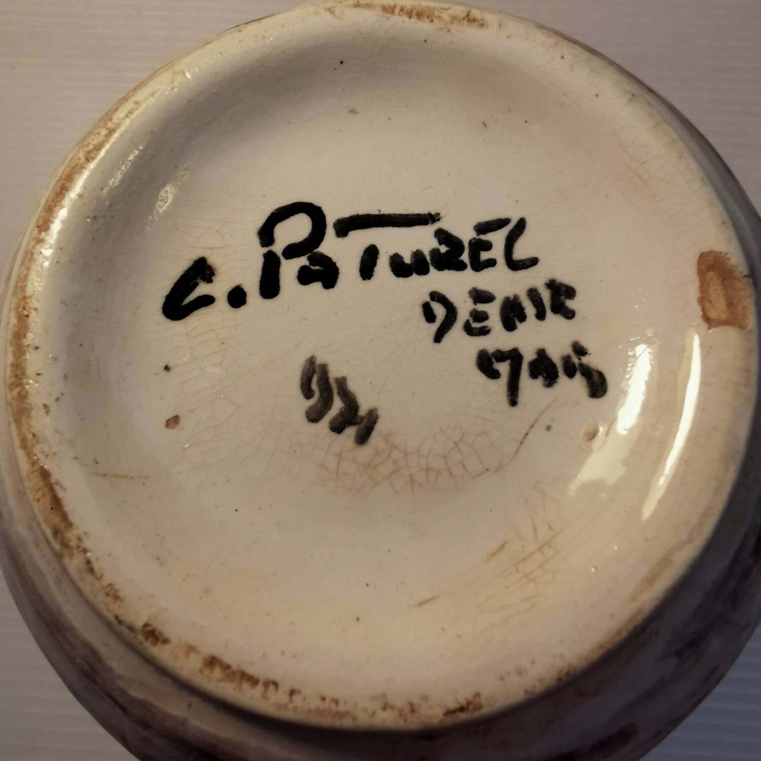 Vintage jug carafe pitcher from the 70s signed Catherine Paturel