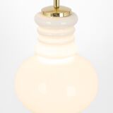 Large white opaline glass pendant light by Peill Putzler, Germany, 1970.