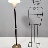 Elegant Glass, Beech and Brass Floor Lamp, Italy