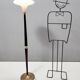 Elegant Glass, Beech and Brass Floor Lamp, Italy