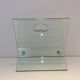 Designer magazine rack in glass and brushed steel
