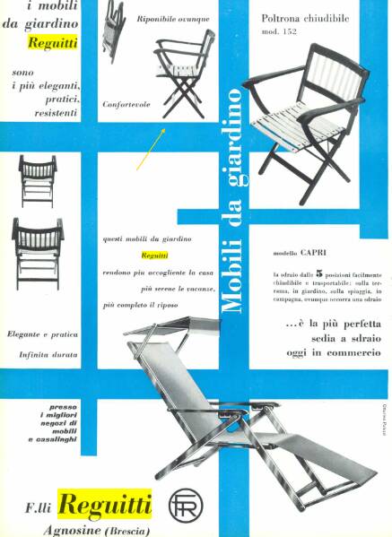 Mid century folding rocking chairs F.lli Reguitti 1950s