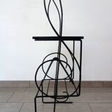 1960s metal and ceramic magazine and record rack