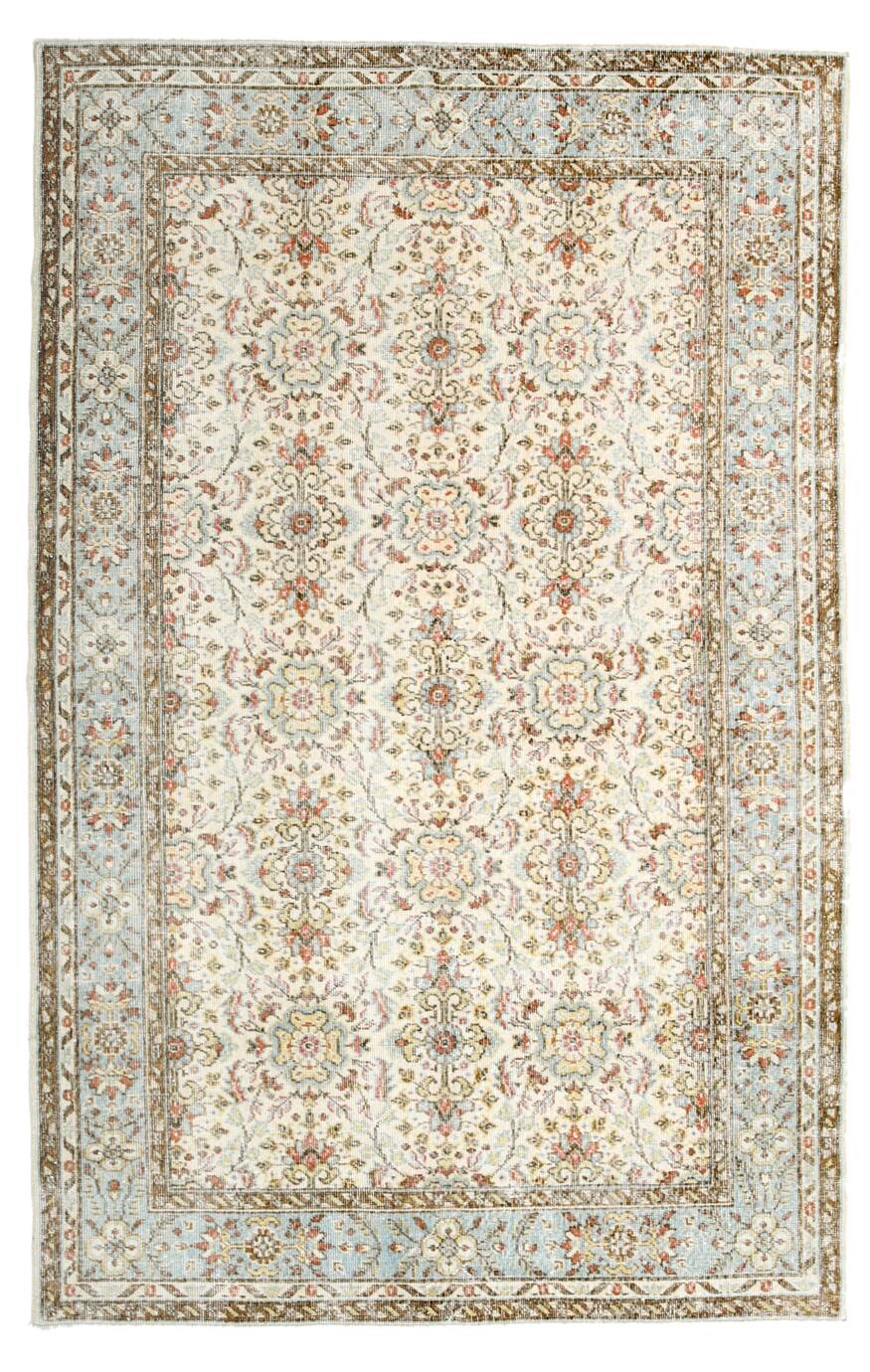 6x9 Sky Blue Turkish Vintage Area Rug 178x286Cm SK 24678