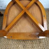 5 1960s Scandinavian style chairs in brown wood and skai, French handcrafted by Raincy