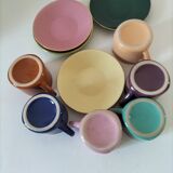 Vintage multicoloured triangular espresso set
