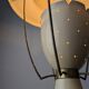 Perforated metal pendant lamp with brass details, Italy, 1940s