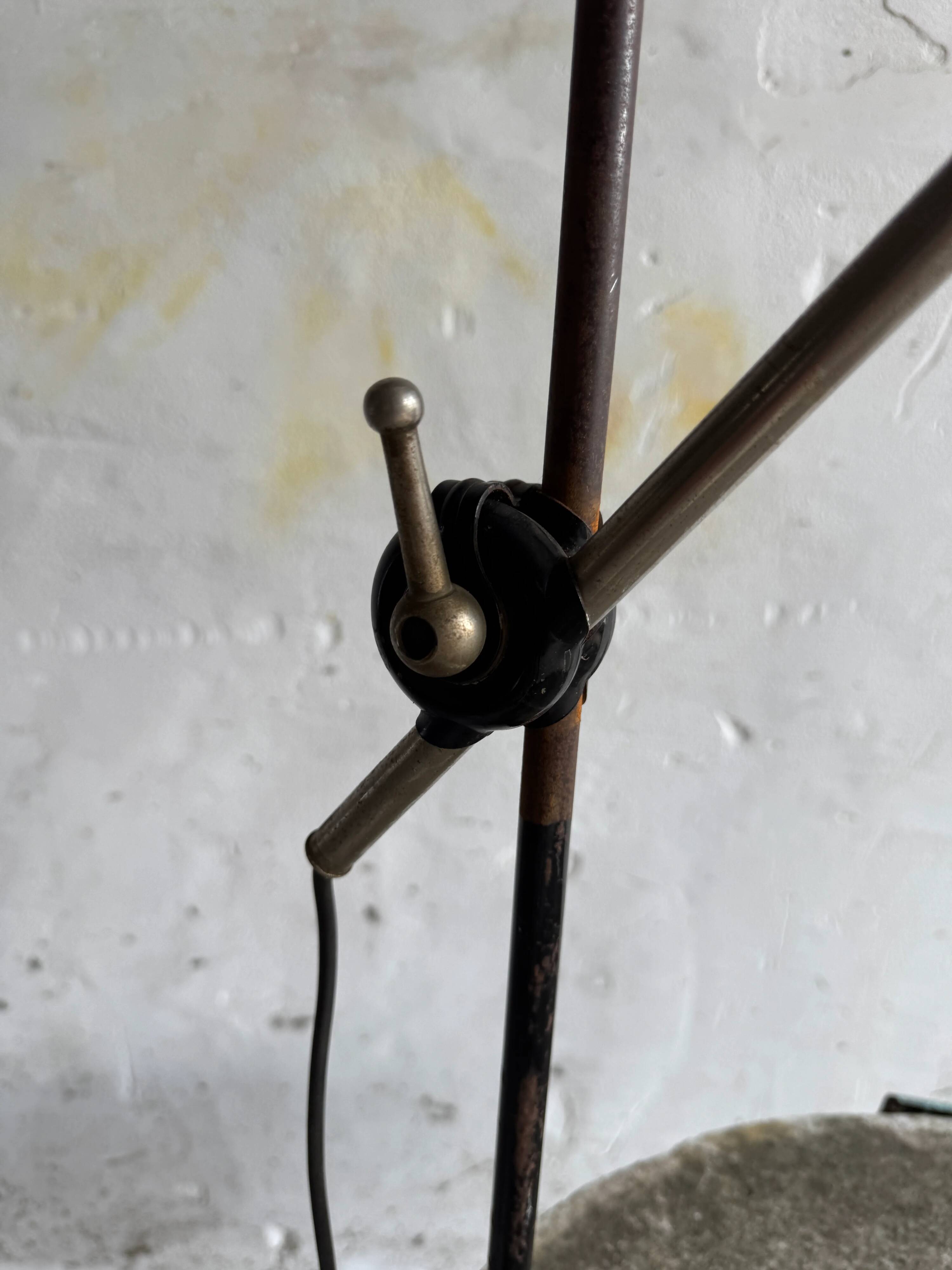 Vintage Black Metal Screw-On Industrial Clamp Lamp with Adjustable Arm and Conical Shade