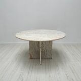 ‘70s Unique Large Round Vintage Marble Dining Table