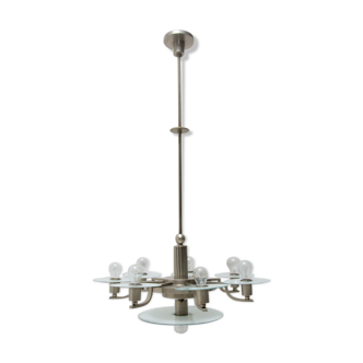 Bauhaus nickel-plated chandelier, 1930´s, Bohemia