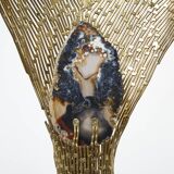 Rare brass lamp stones by Henri Fernandez for Maison Honoré 1970