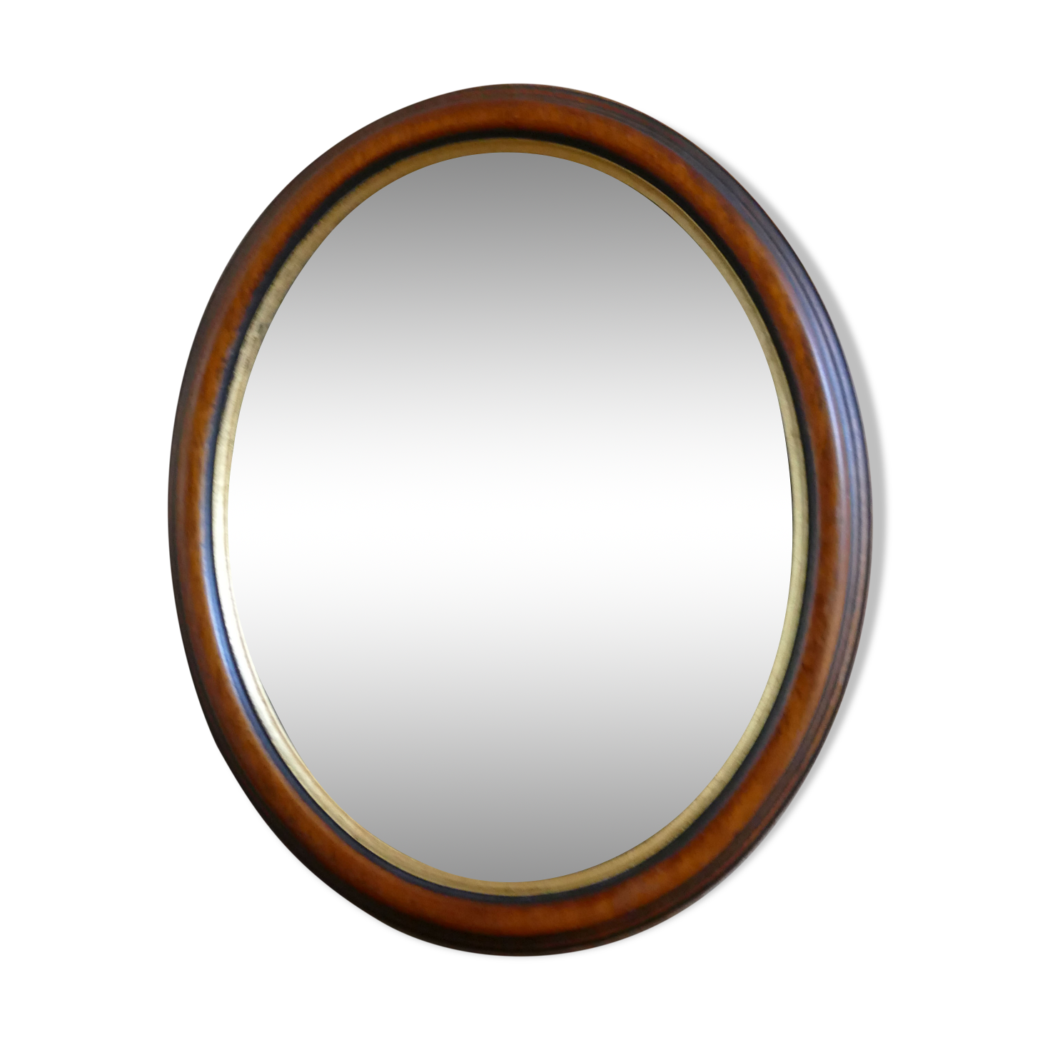 Oval wooden frame and gilded painted