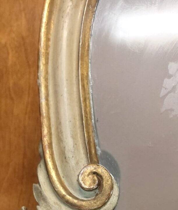 Antique 19th century lacquered and gilded silver and Mecca mirror