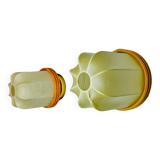 Pair of "cocoon" wall lights, resin and pine, Italy, 1970