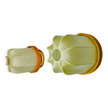 Pair of "cocoon" wall lights, resin and pine, Italy, 1970