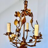 Old gilded metal chandelier circa 1960