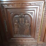 Breton furniture buffet 2 body carved by a Breton craftsman in oak with 2 keys