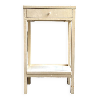 Guéridon 1 tiroir en bois beige