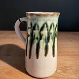 White and green enamelled ceramic carafe pitcher