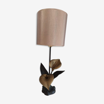 Lampe fleurs d'arum en laiton noir et bronze